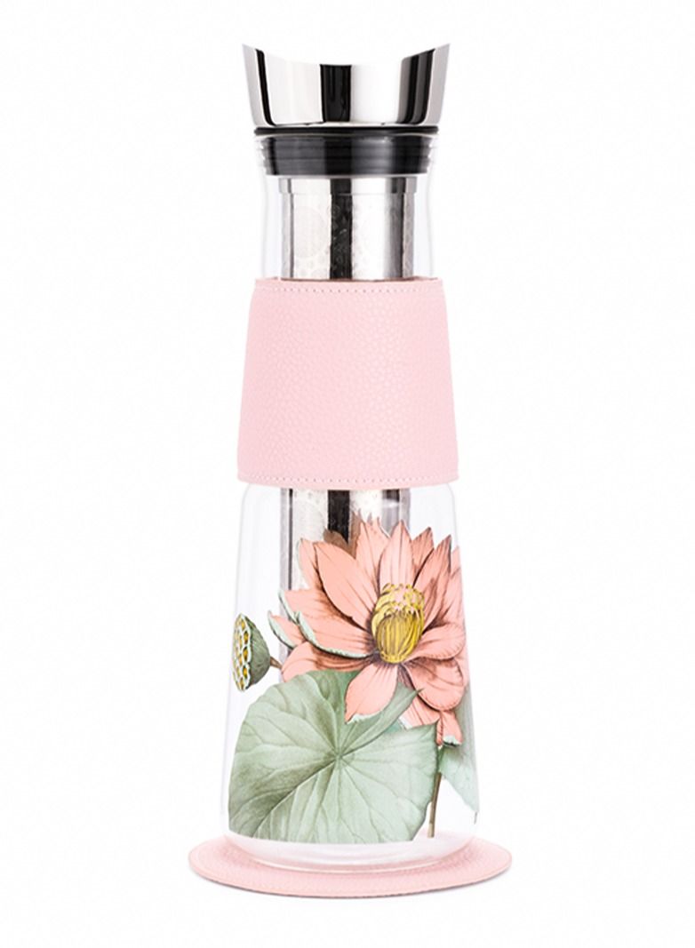 Tealand Borosilicate Heat Resistant Glass Eve Padma Portable Glass Mug BPA Free And Food Safe With Stainless Steel Mesh Filter For Loose Leaf Tea Perfect For both Hot and Iced Tea (Pink)  - Image 1