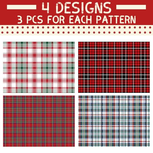 Watersay 12 Sheets Tartan Plaid Christmas Wrapping Paper 20 x 28 Inches Gift Wrap Packaging Red Black White and Green Tartan Wrapping Paper for Holiday Christmas Birthday Party Supplies - Image 2