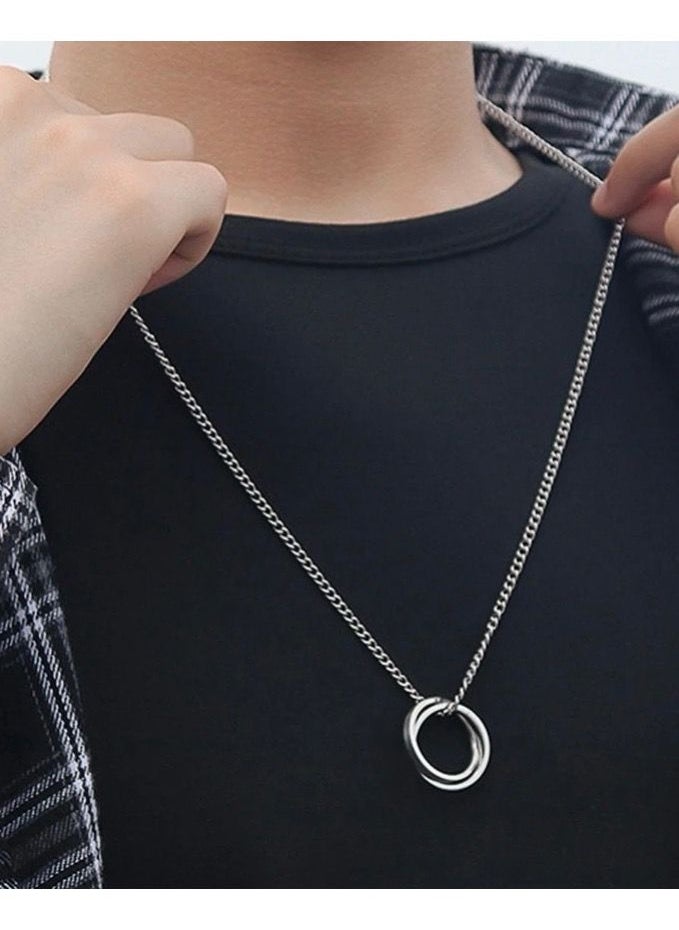 JewelryLand Stainless Steel Ring Pendant Necklace For Men  - Image 1