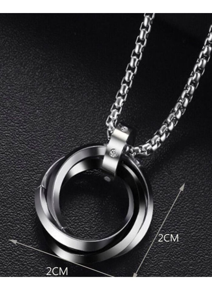 JewelryLand Stainless Steel Ring Pendant Necklace For Men  - Image 4