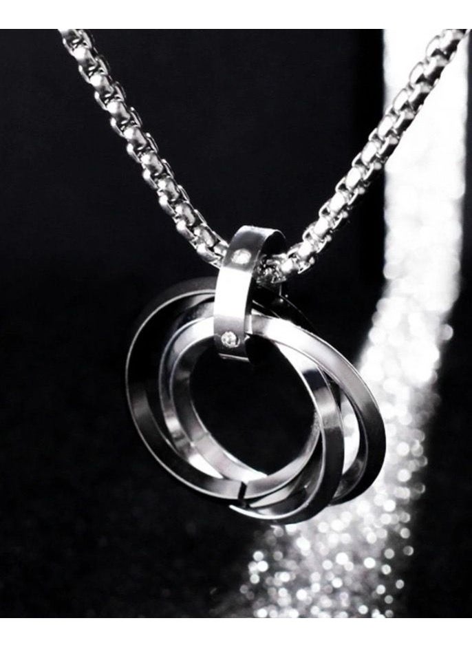 JewelryLand Stainless Steel Ring Pendant Necklace For Men  - Image 3