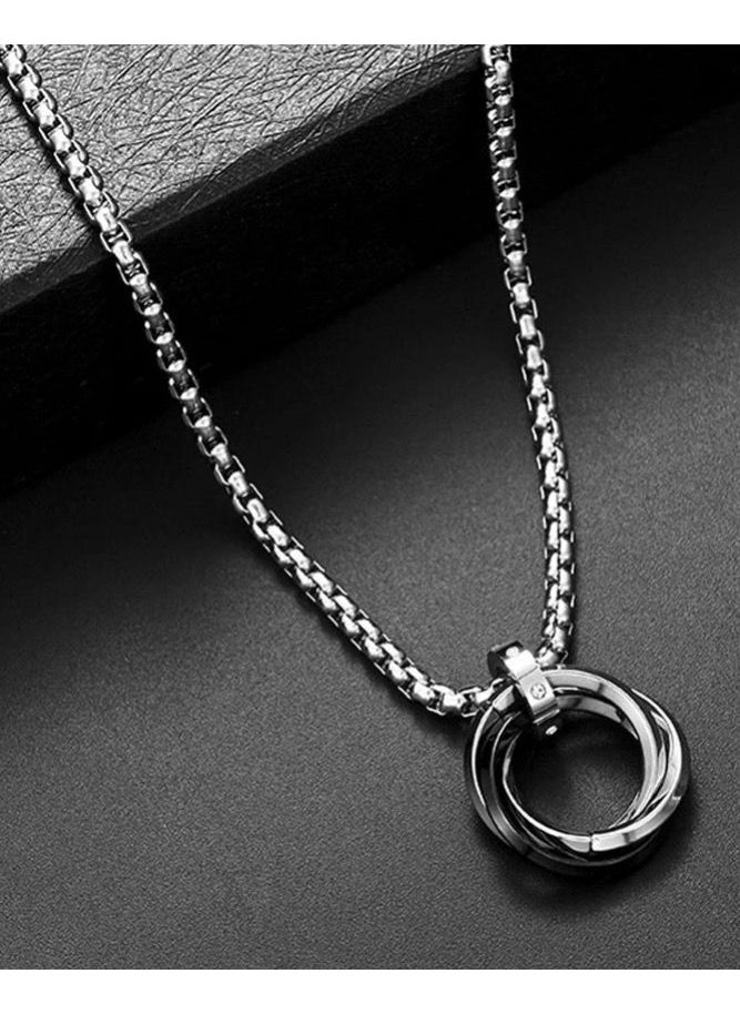 JewelryLand Stainless Steel Ring Pendant Necklace For Men  - Image 2