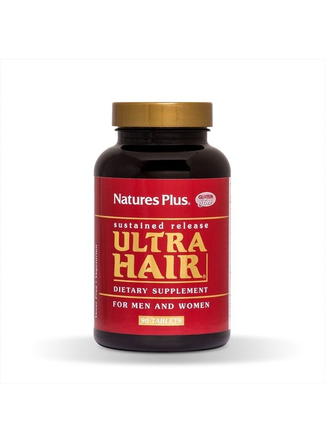 Nature's Plus NaturesPlus Ultra Hair, Sustained Release - Natural Hair Growth Supplement for Men & Women - 90 Vegetarian Tablets (45 Servings) - Image 1