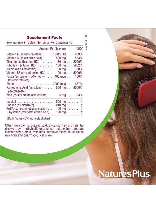 Nature's Plus NaturesPlus Ultra Hair, Sustained Release - Natural Hair Growth Supplement for Men & Women - 90 Vegetarian Tablets (45 Servings) - Image 4