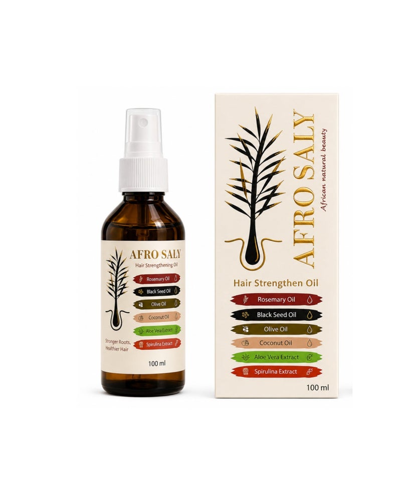 Afro Saly - Hair Strengthening and Lengthening Oil (100 ml) | Formulated with Rosemary, Black Seed, and natural Spirulina - Image 1