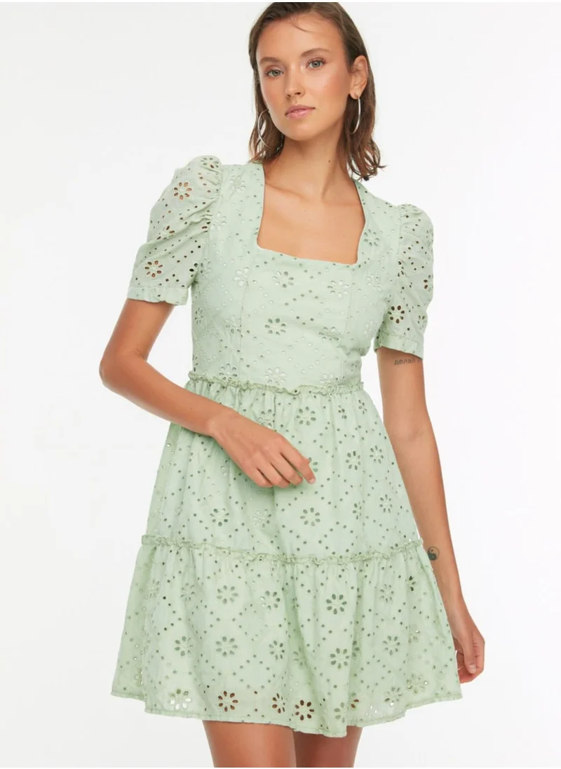 trendyol Square Collar Broidered Dress