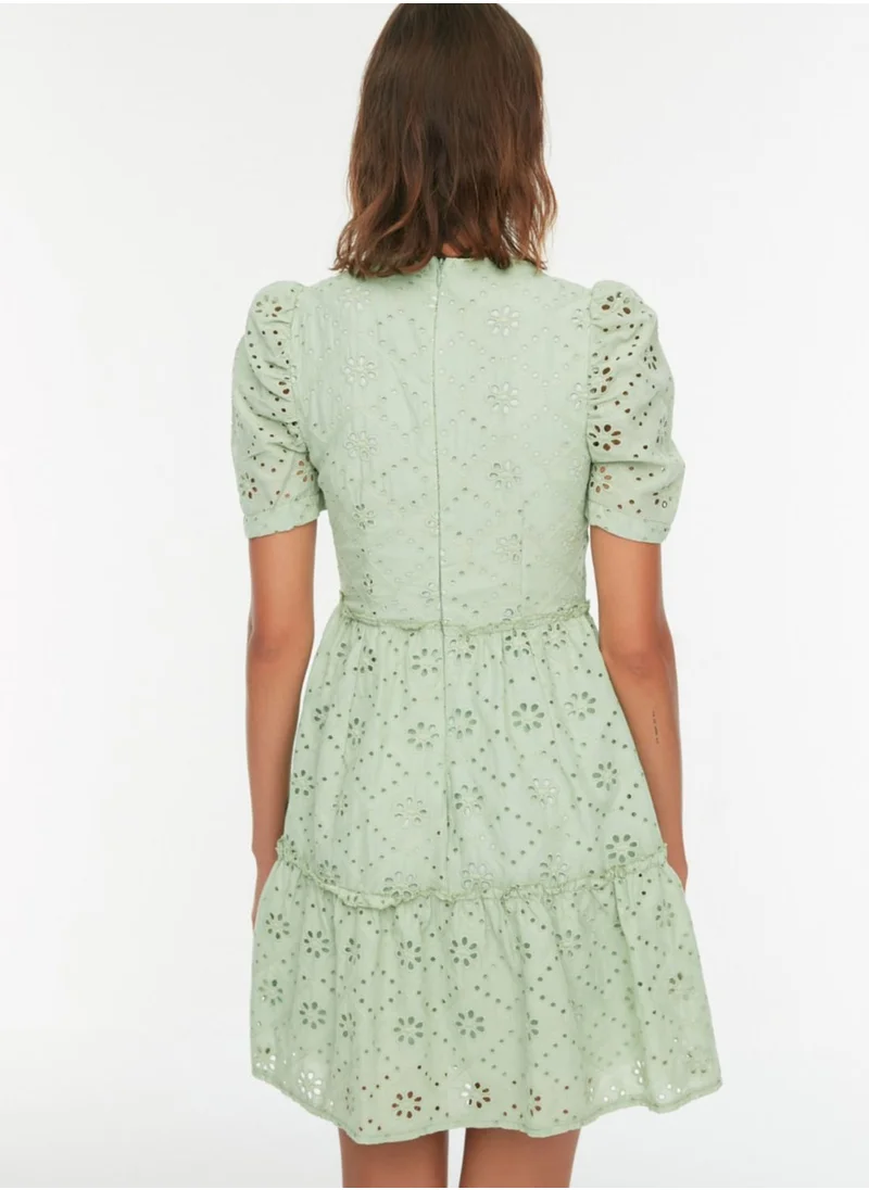 trendyol Square Collar Broidered Dress