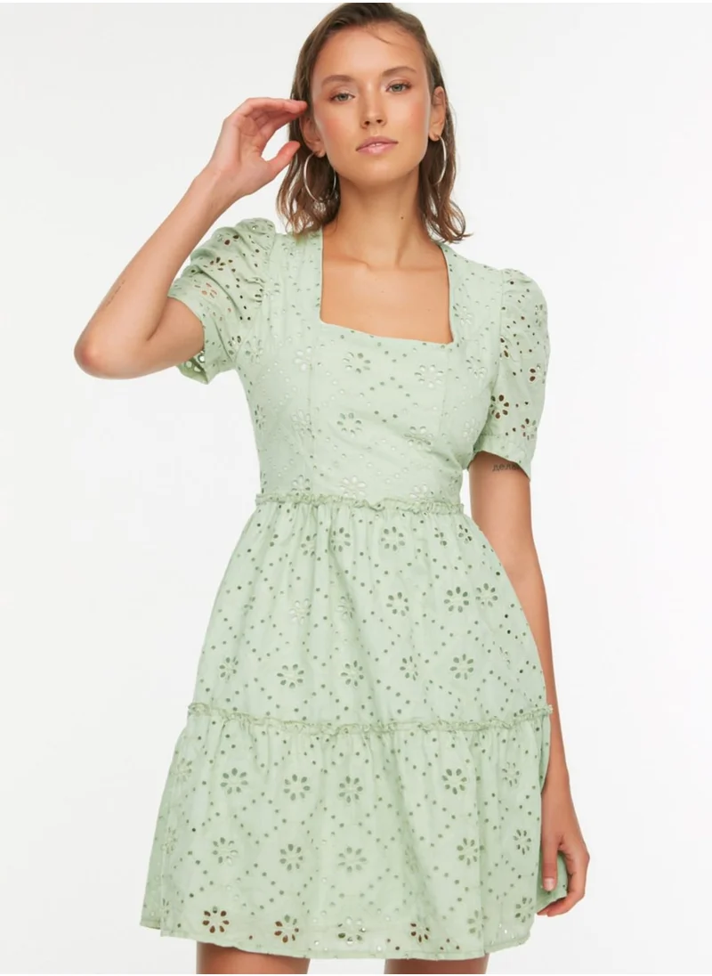 trendyol Square Collar Broidered Dress