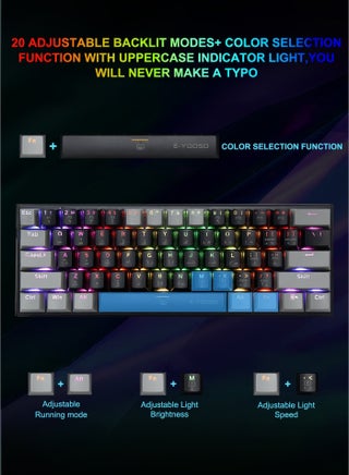 Z-11 60% Wired RGB Arabic & English Mechanical Keyboard,61 Keys Compact Gaming Keyboard with Hot Swappable Blue Switches for Windows, Mac PS(Black Grey) - view 4