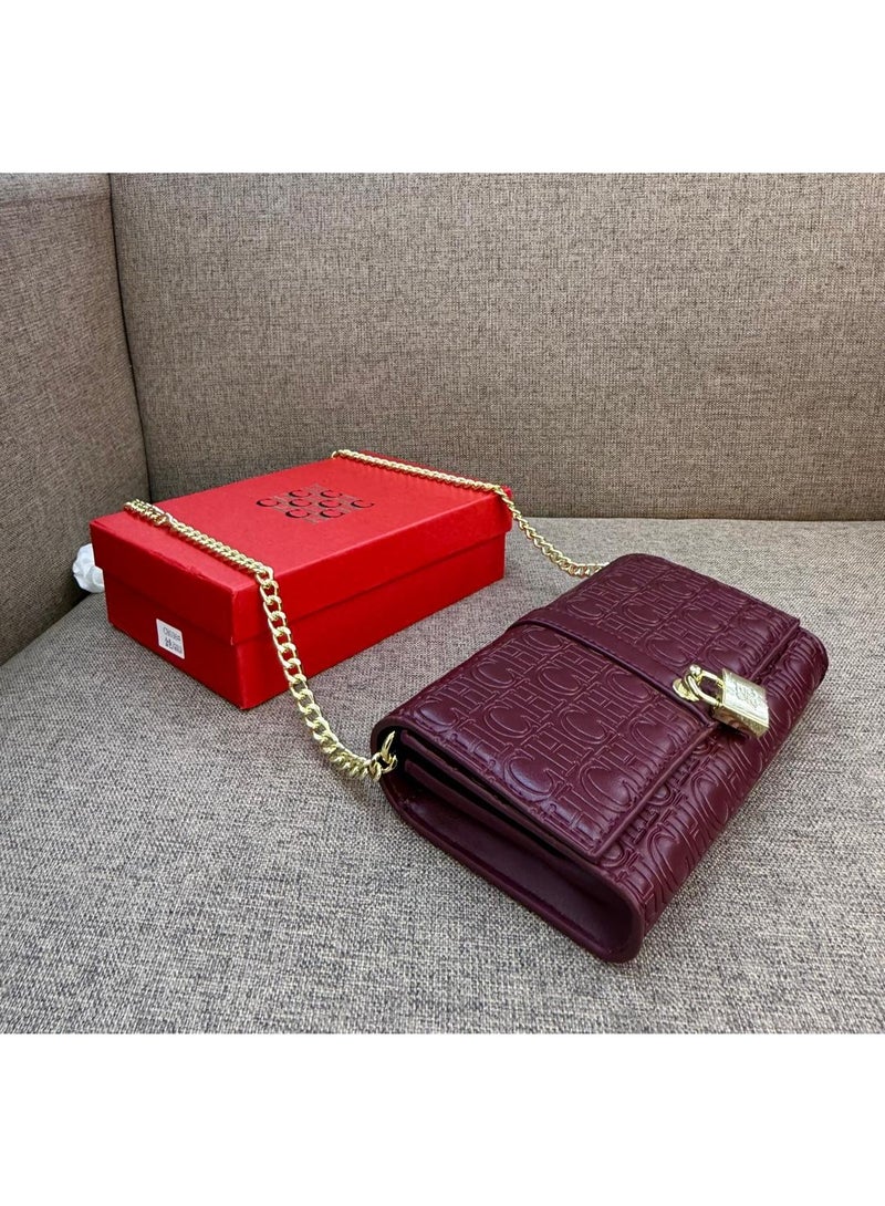 CHCH Satchel Bag,crossbag, Sling bag, embossed design leather