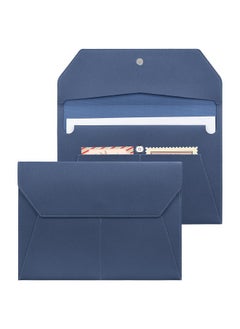 FYY File Folder Pu Leather A4 Document Holder File Organizer Filing Envelope Portfolio Case Tablet Sleeve With Magnetic Snap Closure & Front Pockets For Home School Office Stationery Navy  - Image 1