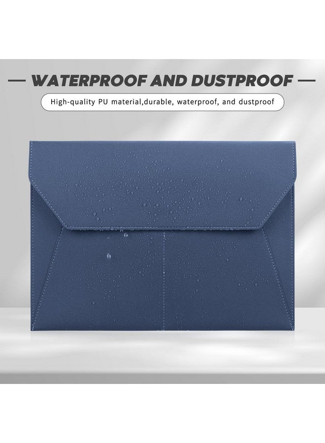 FYY File Folder Pu Leather A4 Document Holder File Organizer Filing Envelope Portfolio Case Tablet Sleeve With Magnetic Snap Closure & Front Pockets For Home School Office Stationery Navy - Image 5