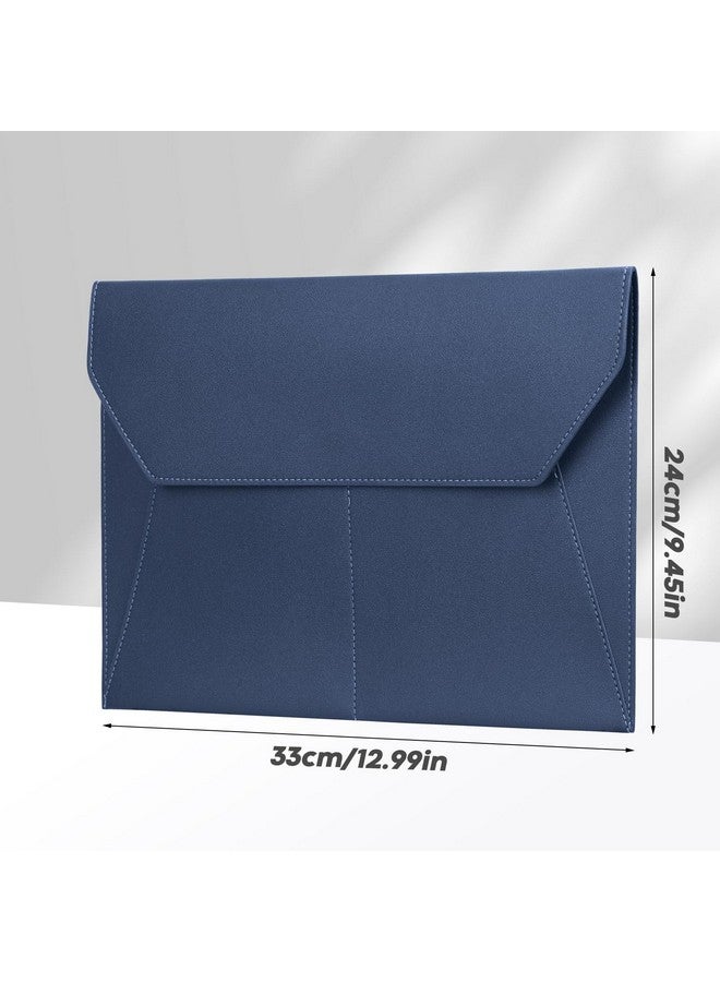 FYY File Folder Pu Leather A4 Document Holder File Organizer Filing Envelope Portfolio Case Tablet Sleeve With Magnetic Snap Closure & Front Pockets For Home School Office Stationery Navy - Image 2
