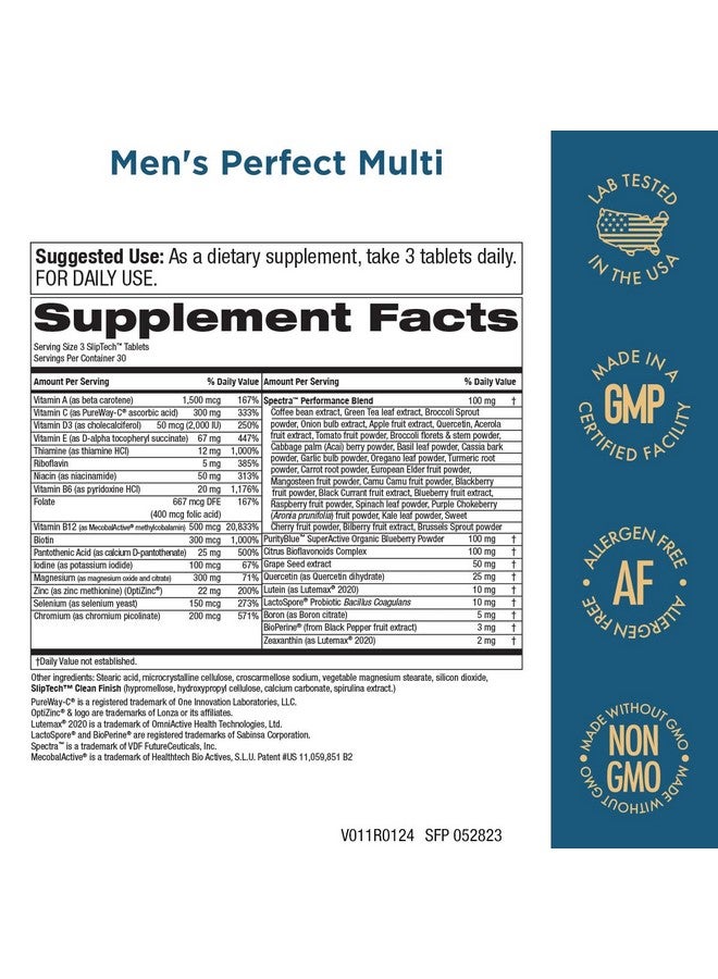 Purity Products Men's Perfect Multi from Vitamins, Minerals and Phytonutrients - Promotes Energy, Vitality and Stamina - Easy to Swallow - 90 Tablets - Image 2