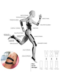 GoodTool 2 Pcs Kinesiology Tape Waterproof, Breathable Sports Tape Sports Tape Muscle Tape for Reduce Muscle Pain Ease Joints Inflammation Better Blood Flow for Knee Shoulder and Elbow  - Image 4