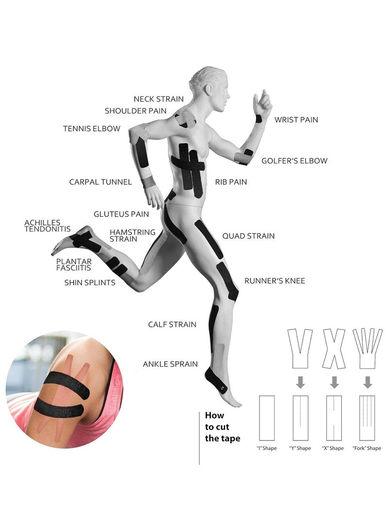 GoodTool 2 Pcs Kinesiology Tape Waterproof, Breathable Sports Tape Sports Tape Muscle Tape for Reduce Muscle Pain Ease Joints Inflammation Better Blood Flow for Knee Shoulder and Elbow - Image 4