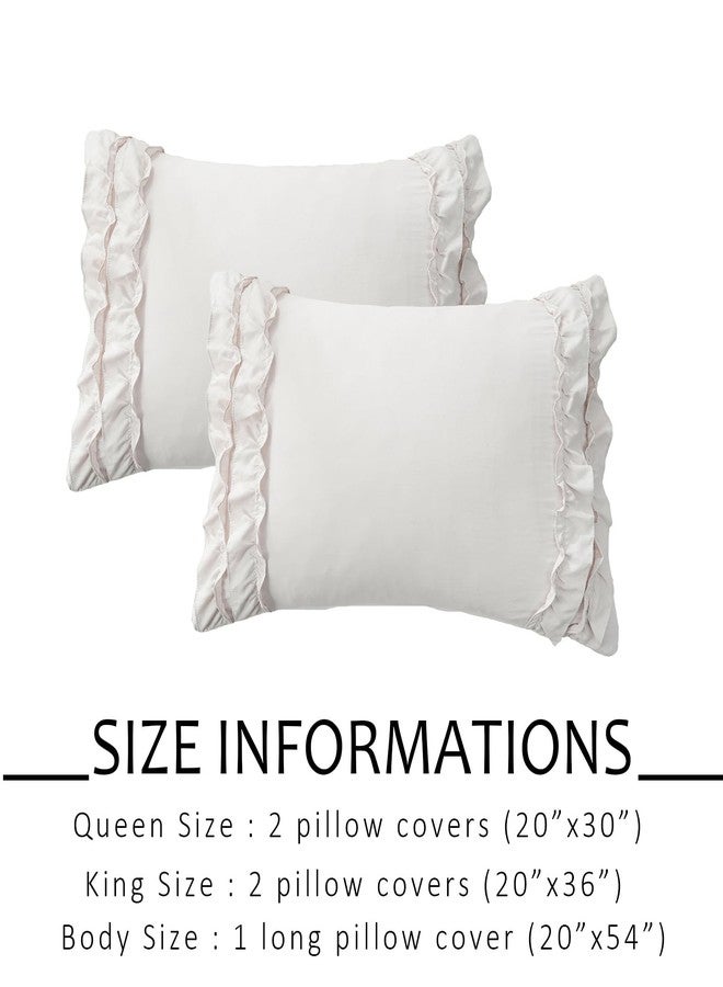 Herside Queen Size Pillowcases Set of 2,Chic Ruffle Pillow Shams,20x30 inches Beige Pillow Covers,French Country Vintage Ruffled Pillowcases 2 Pack,Ultra Soft Washed Microfiber(Beige,Queen) - Image 5
