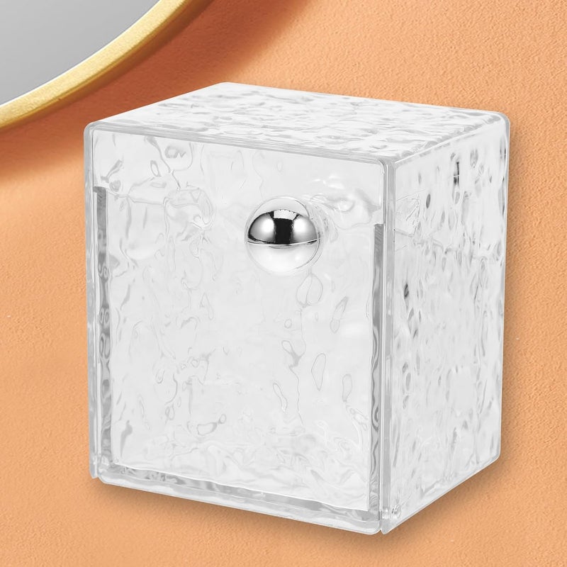 Wall-mounted Makeup Cotton Pad Holder and Cotton Swab Dispenser Storage Box with Flip Cover, Space-saving Bathroom Organizer for Home Vanity - Image 5
