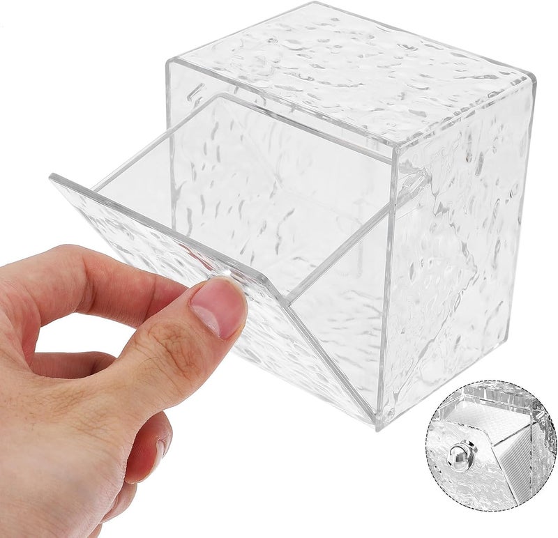 Wall-mounted Makeup Cotton Pad Holder and Cotton Swab Dispenser Storage Box with Flip Cover, Space-saving Bathroom Organizer for Home Vanity - Image 4