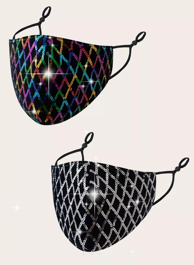 2pcs Sequin Decor Face Covering  - Image 2