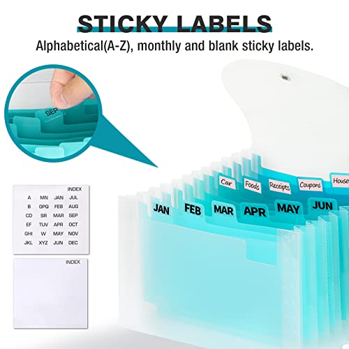 H4D Coupon Receipt Holder, 13 Pocket Accordion File Organizer, 7x4.5 Inches, Teal - Image 3