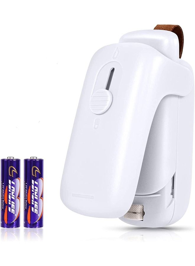 Arabest Mini Bag Sealer, Handheld Thermal Vacuum Sealer, 2 in 1 Heat Sealer and Lanyard Cutter, Portable Bag Resealer for Plastic Bag Food Storage Snack Freshness (White)  - Image 1