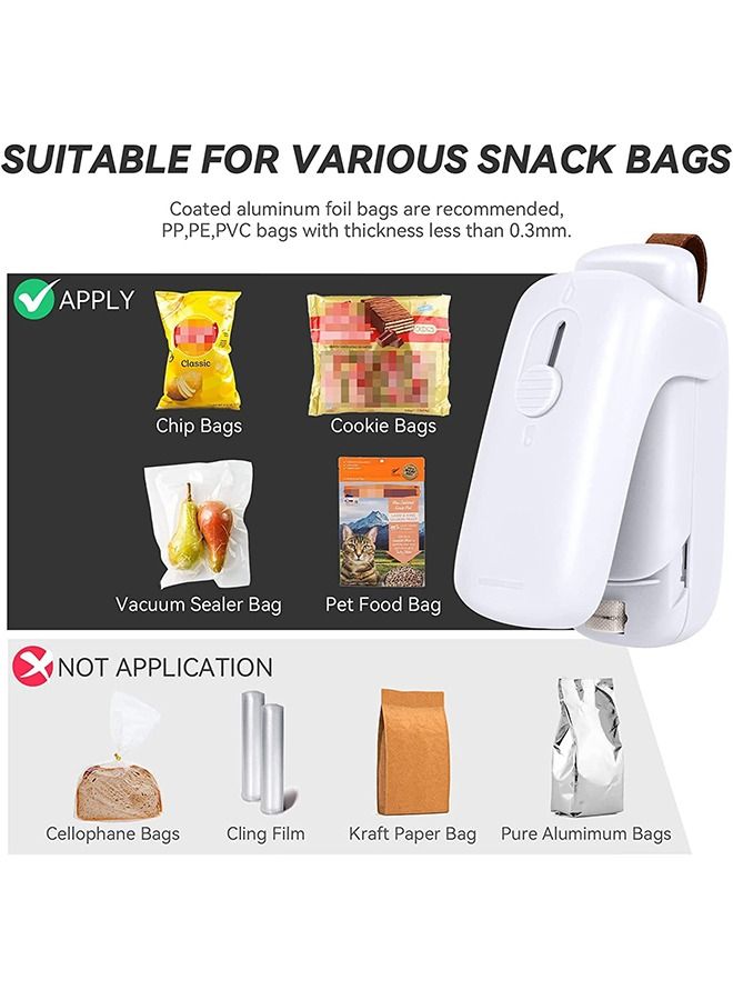 Arabest Mini Bag Sealer, Handheld Thermal Vacuum Sealer, 2 in 1 Heat Sealer and Lanyard Cutter, Portable Bag Resealer for Plastic Bag Food Storage Snack Freshness (White)  - Image 4