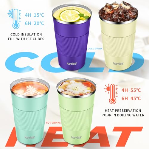 KETIEE 12oz Coffee Mug: Vacuum Insulated Coffee Cup with Leakproof Lid, Travel Coffee Mug Stainless Steel Double Walled Reusable Coffee Cup for Hot and Cold Water Coffee - Image 2