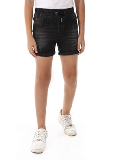 Andora Elastic Waist Boys Cotton Denim Short - Black  - Image 1