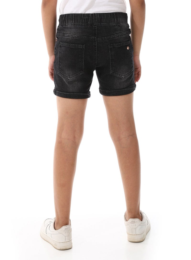 Andora Elastic Waist Boys Cotton Denim Short - Black - Image 3