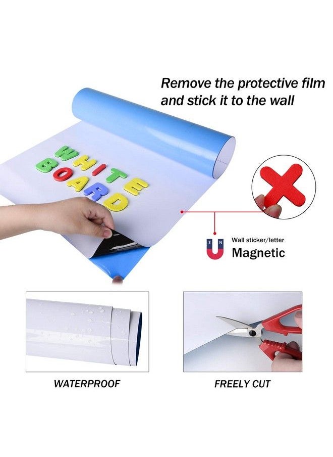 Board2by - Magnetic Whiteboard Contact Paper 40 X 17.3 Inch Self Adhesive Dry Erase Sticker For Wall Removable White Board Wallpaper Roll With 42 Magnetic Letters For Kids Classroom Office - Image 1