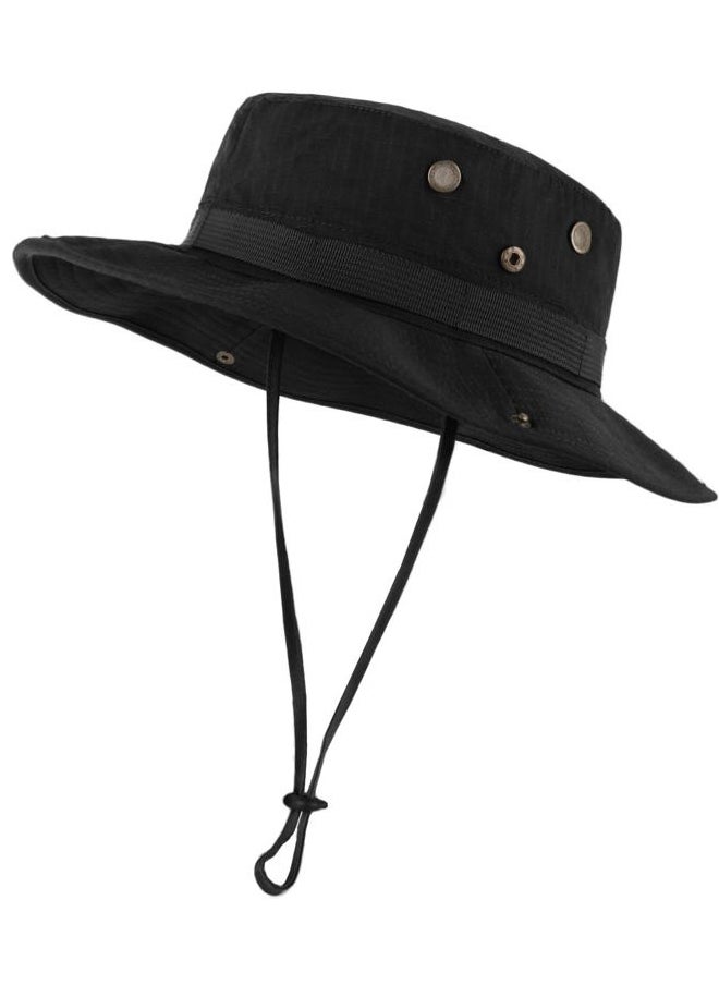 Zylioo XXL Breathable Boonie Hats,Adjustable Travel Sun Hats for Hiking Camping Safari,Oversized Lightweight Fishing Hat Black  - Image 1