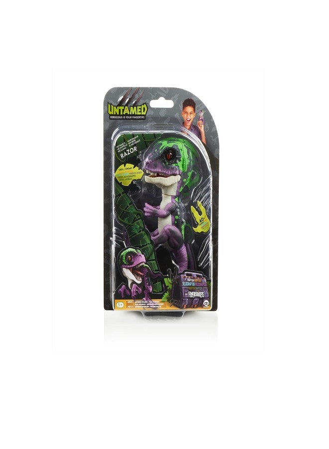 WowWee Untamed Raptor by Fingerlings - Razor (Purple) - Interactive Collectible Dinosaur - By WowWee - Image 1