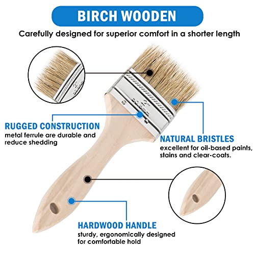 ETERNA 6Pack Household Chip Paint Brush 1inch 2inch 3inch Natural Bristles Wooden Handle Flat Brushes Set for Painting, Glue, Oil, Acrylic, Stain - Image 5
