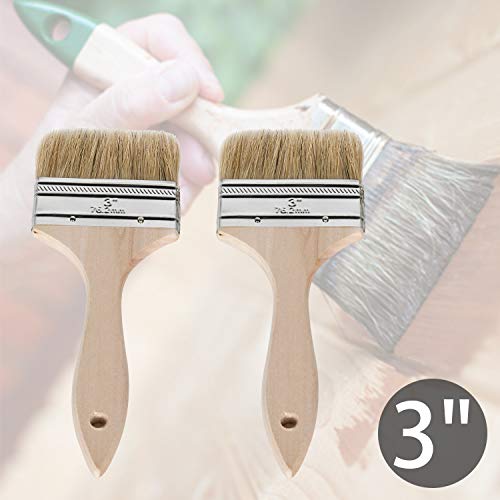 ETERNA 6Pack Household Chip Paint Brush 1inch 2inch 3inch Natural Bristles Wooden Handle Flat Brushes Set for Painting, Glue, Oil, Acrylic, Stain - Image 4