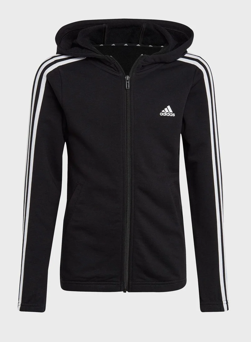 Adidas G 3S Fz Hd Black Training Track Tops 7-8Y