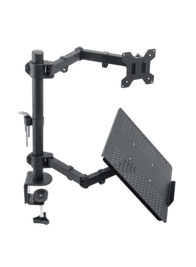 M.A&F's Monitor Arm with Laptop Tray for 13 to 27 Inch Screen & up to 17 inch Notebook, Adjustable Monitor and Laptop Stand, Ergonomic Monitor Arm Desk Mount with Clamp, Grommet Fits VESA 75/100 - Image 4