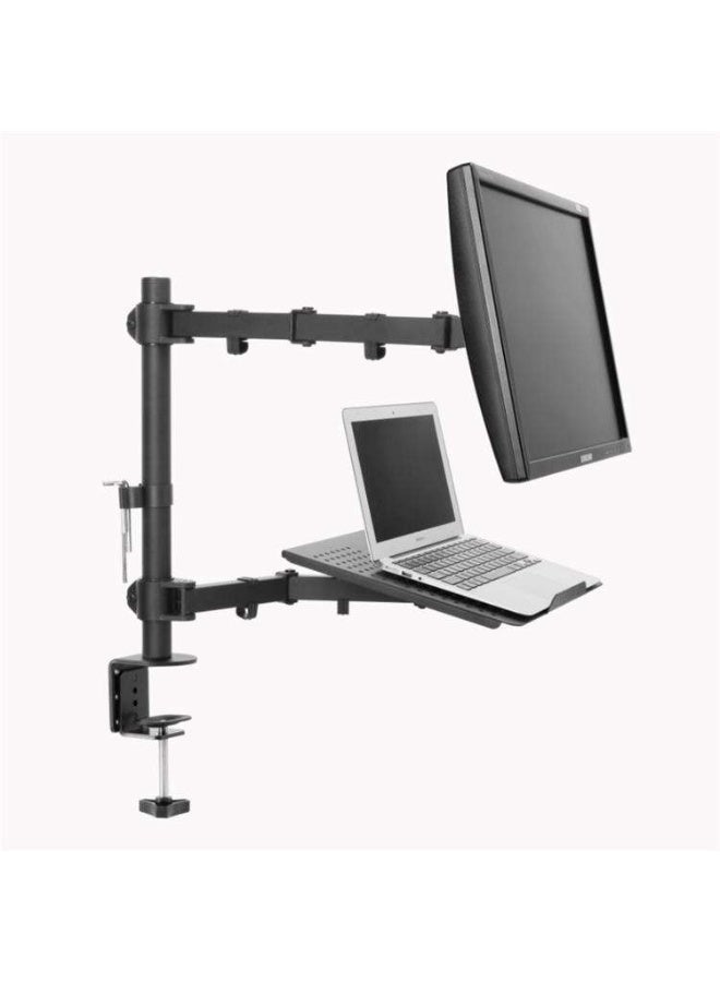 M.A&F's Monitor Arm with Laptop Tray for 13 to 27 Inch Screen & up to 17 inch Notebook, Adjustable Monitor and Laptop Stand, Ergonomic Monitor Arm Desk Mount with Clamp, Grommet Fits VESA 75/100 - Image 2