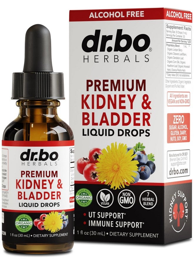 dr.bo Kidney Support Supplement Bladder Health - Organic Renal Cleanse Supplements Drops Juniper Berry Cleavers Dandelion - Renal Kidney Cleanse Detox Urinary Tract Herbal Bladder Support Flush Kidneys 1oz - Image 1