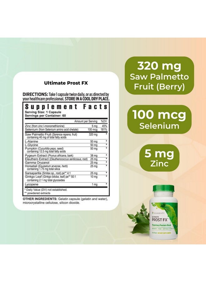 Youngevity Ultimate Prost Fx™ - Saw Palmetto + 9 Herb Blend for Men's Prostate Health - DHT Support - Urinary and Prostate Supplement - 60 Capsules (Pack of 2) - Image 3