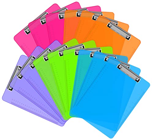 HERKKA Clipboards, HERKKA 15 Pack Plastic Clipboards Low Profile Clip Standard A4 Letter Size, Office Supplies Classroom Supplies - Image 1