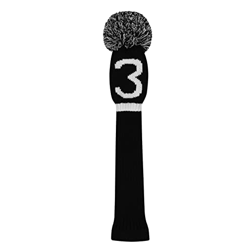 Scott Edward Knit Golf Club Cover with a Pom Set of 5 Head Covers Protect Driver Wood(460cc) 1 Fairway Wood2 and Hybrid/UT2 with Rotating Club Number Tags - Image 3