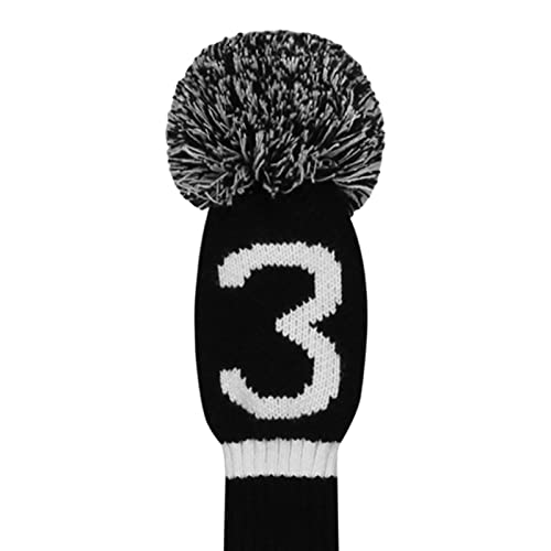 Scott Edward Knit Golf Club Cover with a Pom Set of 5 Head Covers Protect Driver Wood(460cc) 1 Fairway Wood2 and Hybrid/UT2 with Rotating Club Number Tags - Image 5