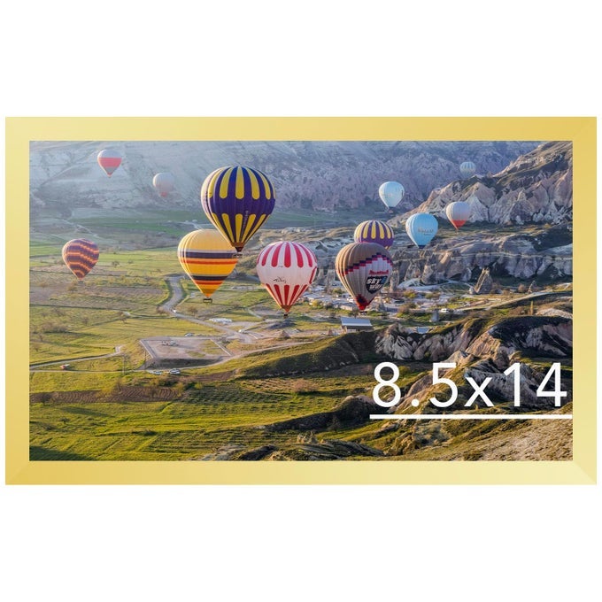 85X14 PICTURE FRAME GOLD FOR WALL HANGING WALL MOUNTING HORIZONTALLY OR VERTICALLY 85 X 14 WALL GALLERY POSTER PHOTO FRAME WITH SHATTER RESISTANT PLEXIGLASS GOLD