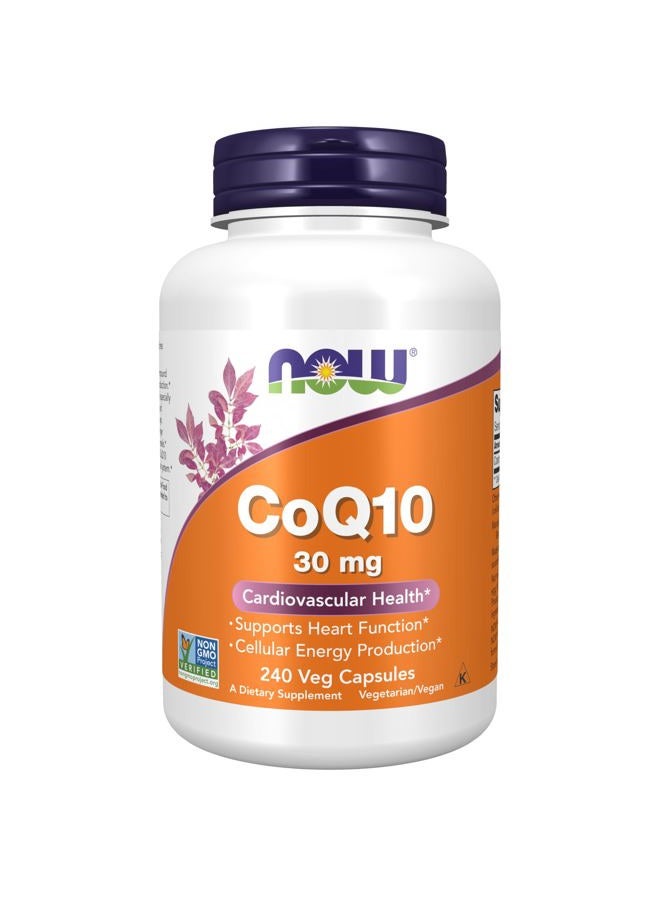 NOW Supplements, CoQ10 30 mg, Pharmaceutical Grade, All-Trans Form produced by Fermentation, 240 Veg Capsules - Image 1