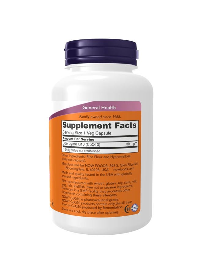 NOW Supplements, CoQ10 30 mg, Pharmaceutical Grade, All-Trans Form produced by Fermentation, 240 Veg Capsules - Image 2