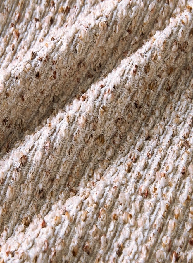 Allorry Decorative Couch Throw Pillow Covers 18x18 Set of 2 Beige Striped Soft Wool Pillow Covers Neutral Textured Boho Cushion Covers for Modern Farmhouse Sofa Bedroom Living Room Decor SY012-A18 - Image 3