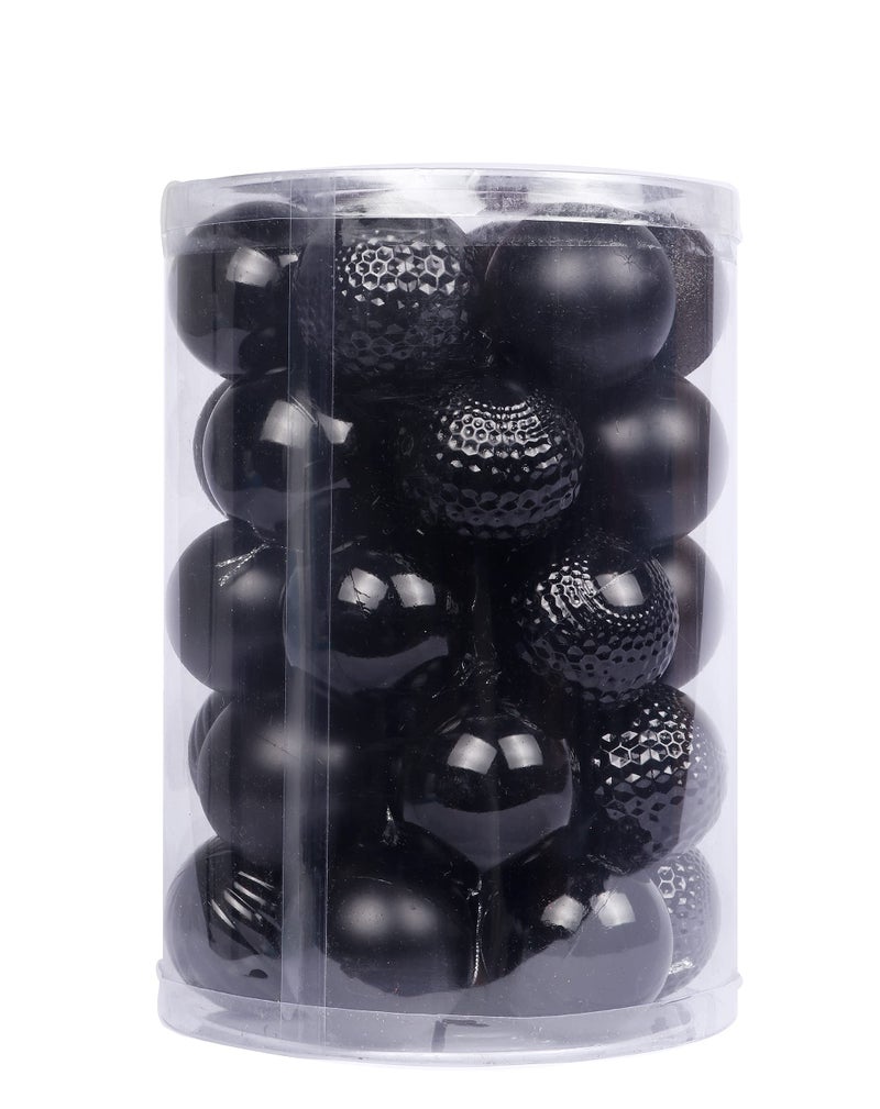 YYCRAFT 34ct Christmas Ball Ornaments 4CM for Xmas Tree Christmas Decorations Shatterproof Hooks Included Black S