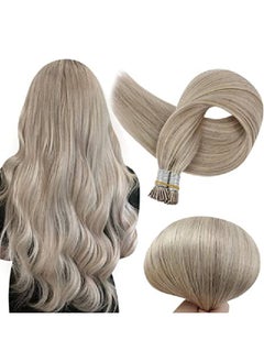 Full Shine Blonde Highlighted I Tip Strand By Strand Hair Extensions 22 Inch Fusion Tip 1G Per Strand 50G/Package Color 18 Ash Blonde Highlighted 613 Blonde Hair Extensions Remy Hair Silk Straight  - Image 1