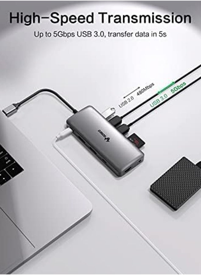 11 in 1 USB C Docking Station,Type C Hub Multiport Adapter with 2 HDMI Ports,100W PD Charger Port,5Gbps USB C,1000Mbps Ethernet Port,USB C Dongle for Dell XPS,MacBook,Hp,Lenovo,Samsung Galaxy